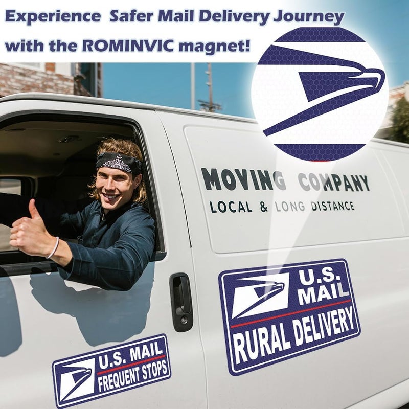 ROMINVIC Car Magnets Postal,Heavy Duty U.S. Reflective Mail Delivery Driver Magnetic Signs,4pcs Car Magnets Rural Carrier Delivery for Cars, SUV, Trucks,Bumper Sticker - Image 3